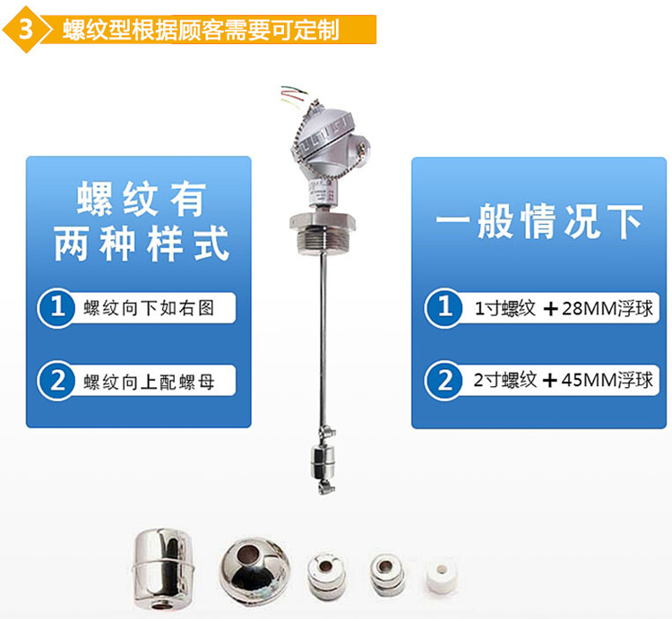 高溫浮球液位計(jì)螺紋分類圖